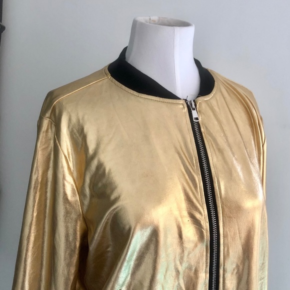 It Girl. Gold Bomber Jacket NWOT - Picture 2 of 8